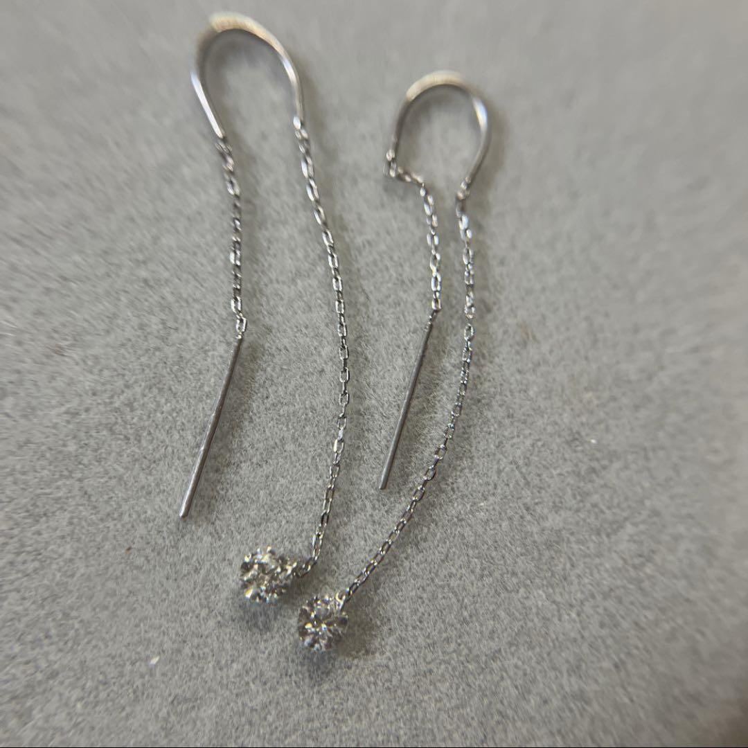 K18WG ♡ ダイヤアメリカンピアス 0.20ct ダイヤモンドピアス