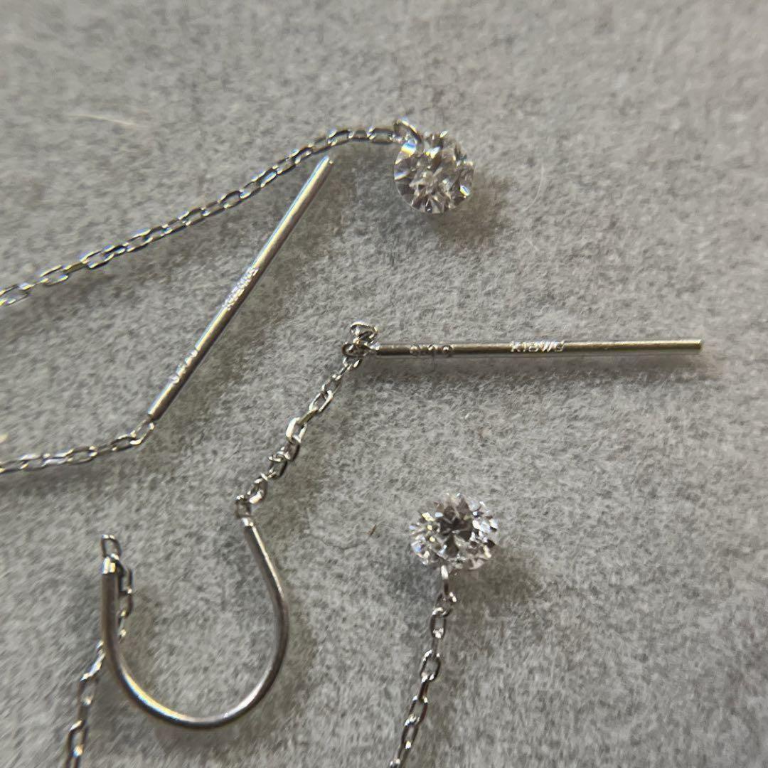K18WG ♡ ダイヤアメリカンピアス 0.20ct ダイヤモンドピアス