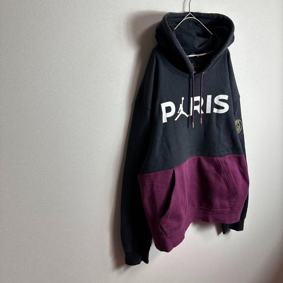 PSG NIKE JORDAN コラボ　パーカー　バイカラー　ロゴドン　XL