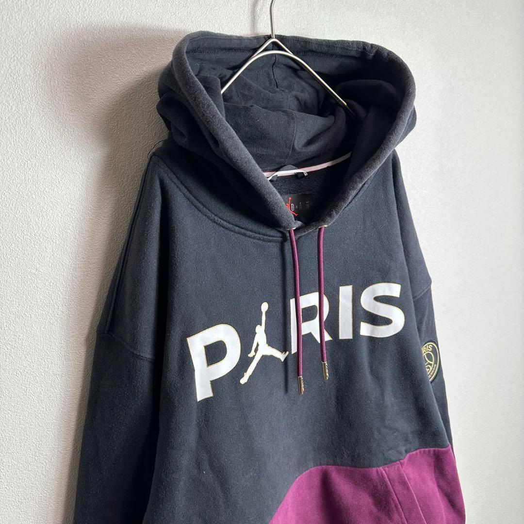 PSG NIKE JORDAN コラボ　パーカー　バイカラー　ロゴドン　XL