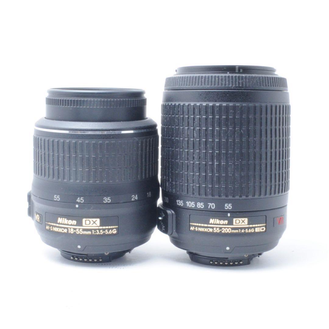 手ぶれ補正レンズ付き❤️Nikon D5200❤️ダブルレンズ❤️一眼レフカメラ ニコン デジタル一眼 Nikon D5200 レンズキット レッド 中古