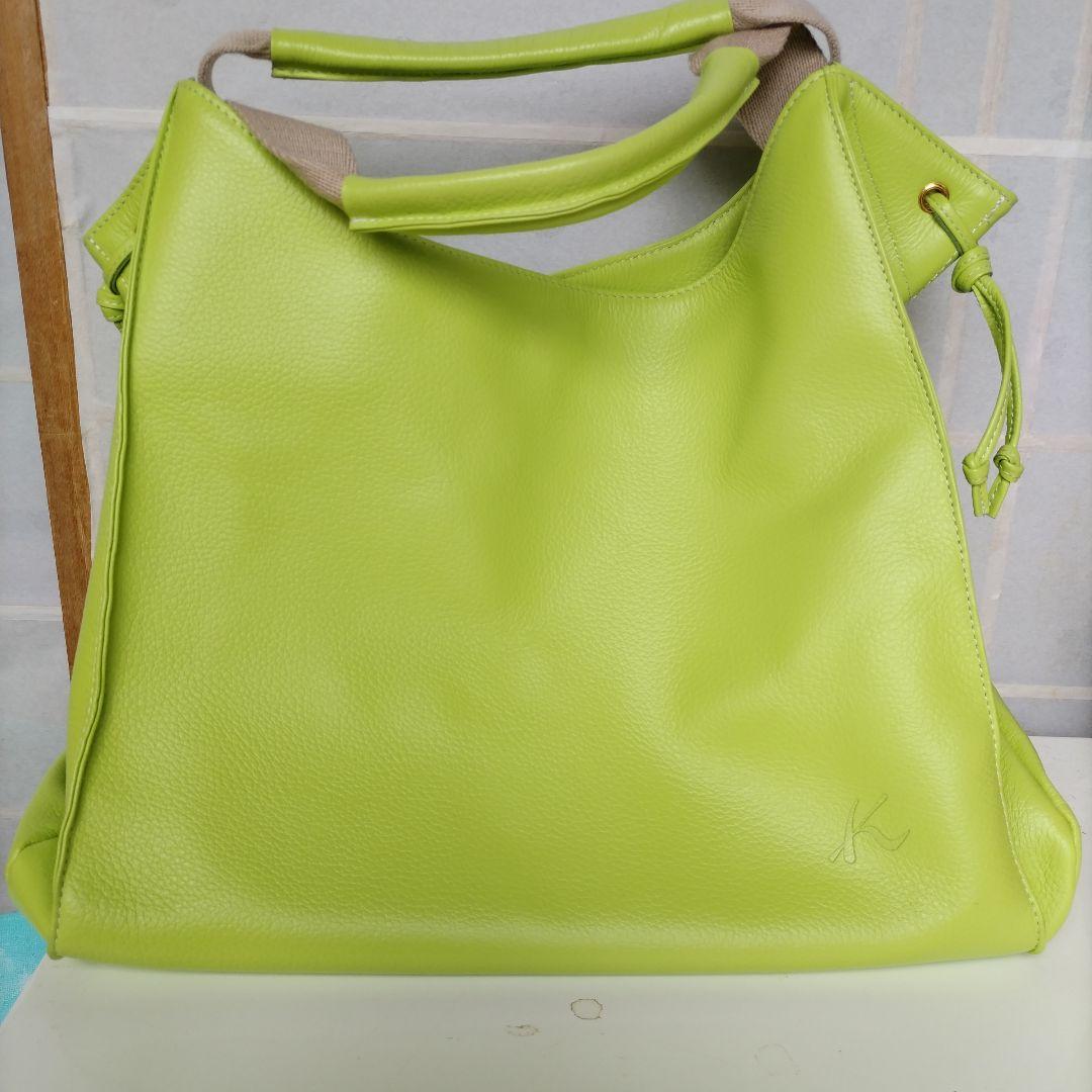 （超美品）ラージサイズ レザー キタムラトートバックグリーン系