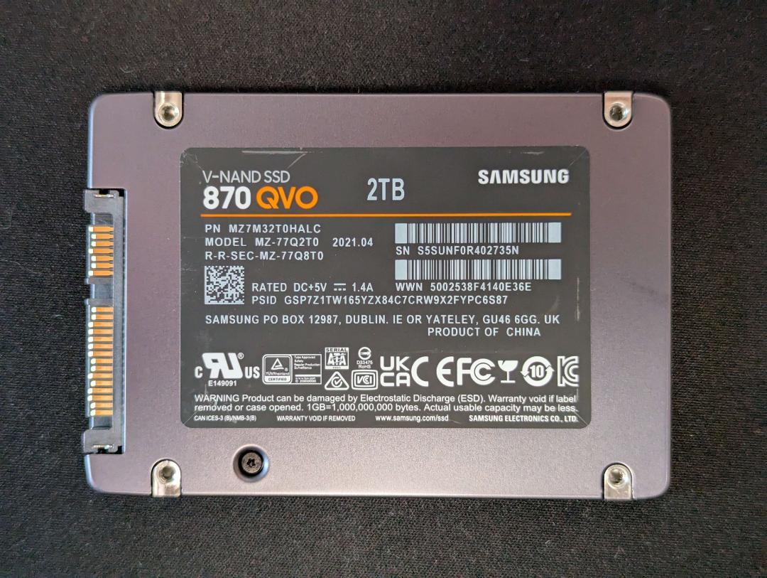 内蔵型SSD Samsung 870 QVO 2TB SATA SSD