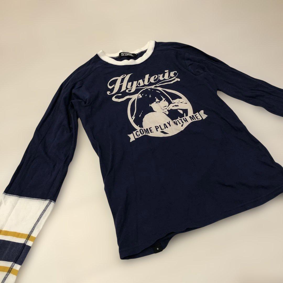 ヒステリックグラマー Tシャツ 長袖 ロンT ネイビー Ｓ 短丈 y2k