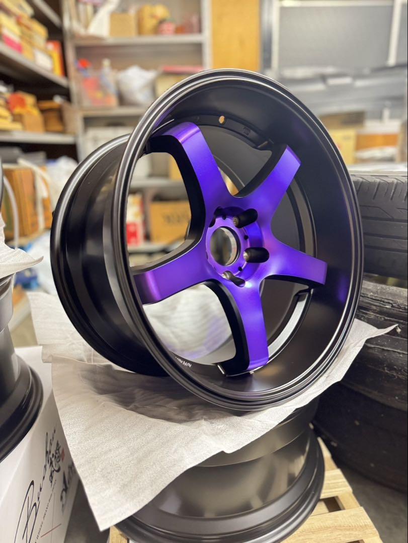 マットブラック×パープル18in9.5j+0 4本