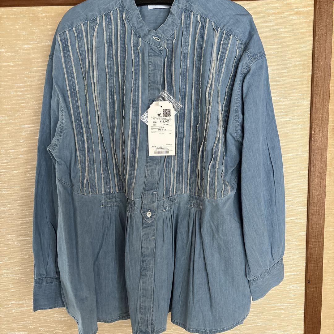 新品未使用 SHIPS anyデニムシームバンドカラーシャツ ブラウス