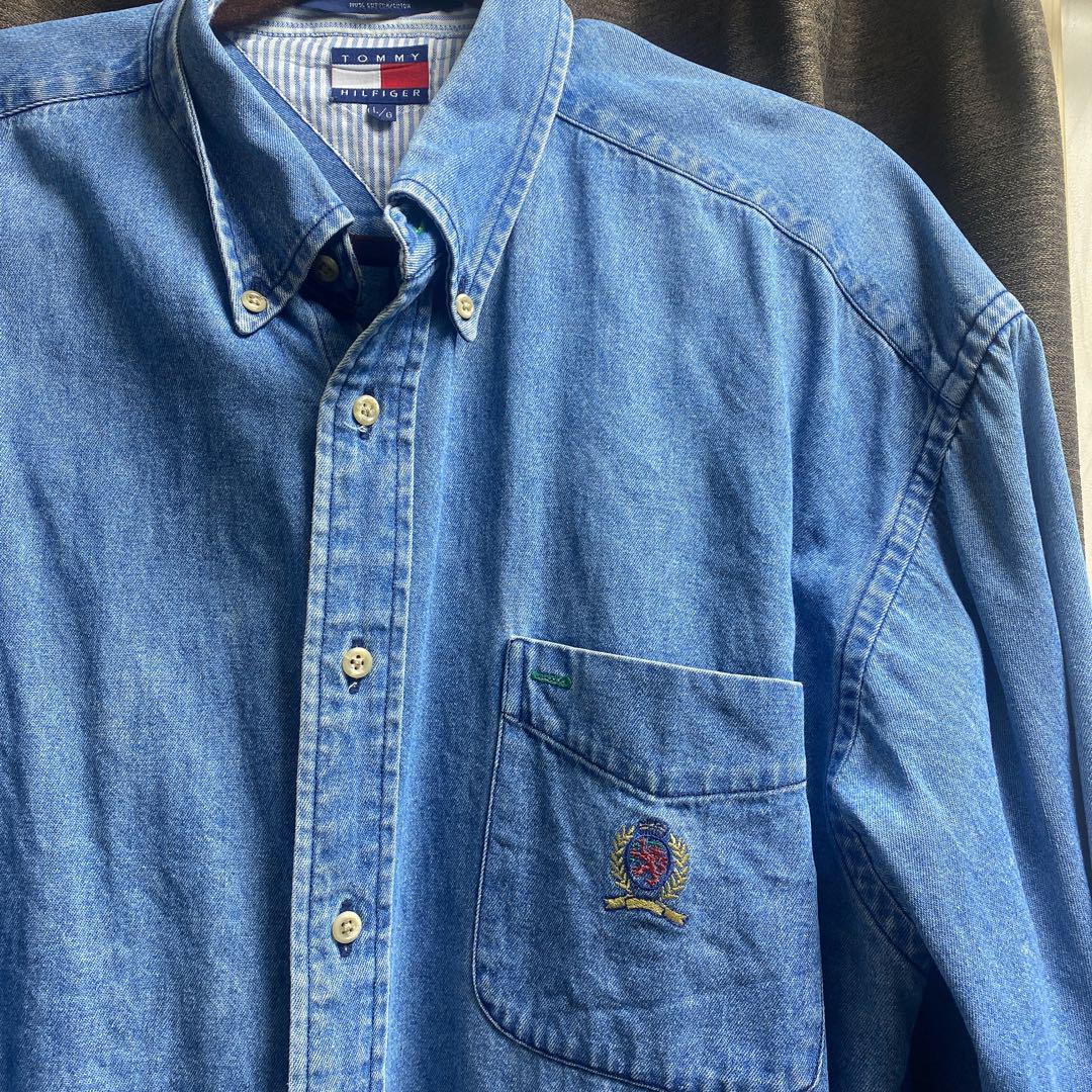 「古着」TOMMY デニムシャツ ボタンダウン