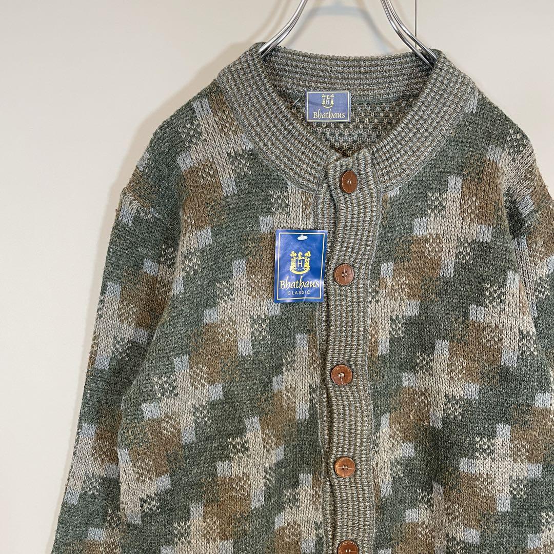 【デットストック、タグ付き、アルパカ混】vintageニットカーディガン90s