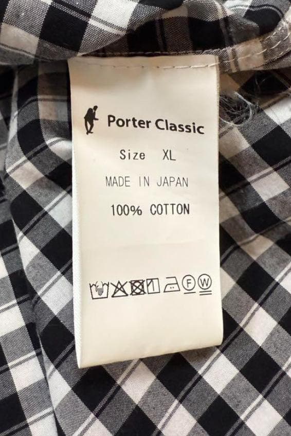 ポータークラシック　ロールアップシャツ　ギンガムチェック