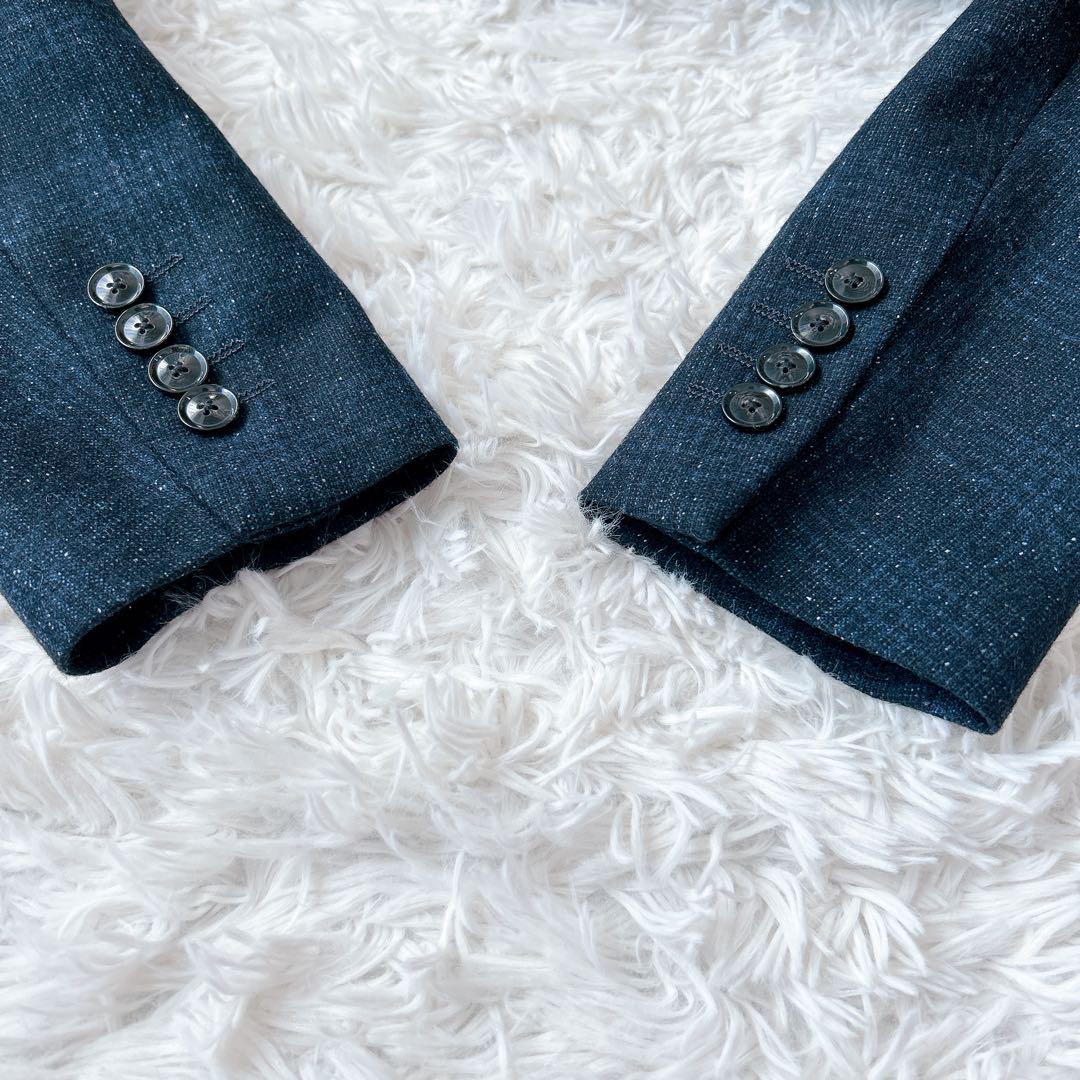 美品 ZARA スーツ セットアップ シルク グレンチェック ネイビー メンズ