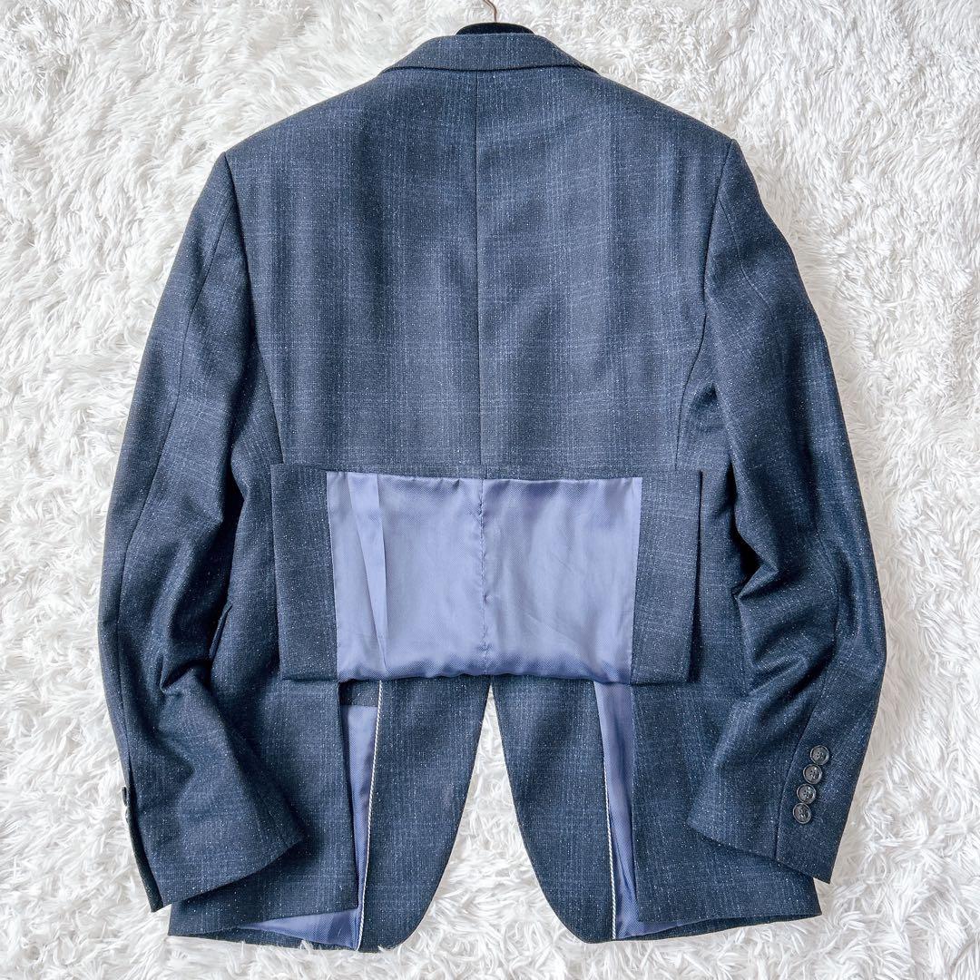 美品 ZARA スーツ セットアップ シルク グレンチェック ネイビー メンズ