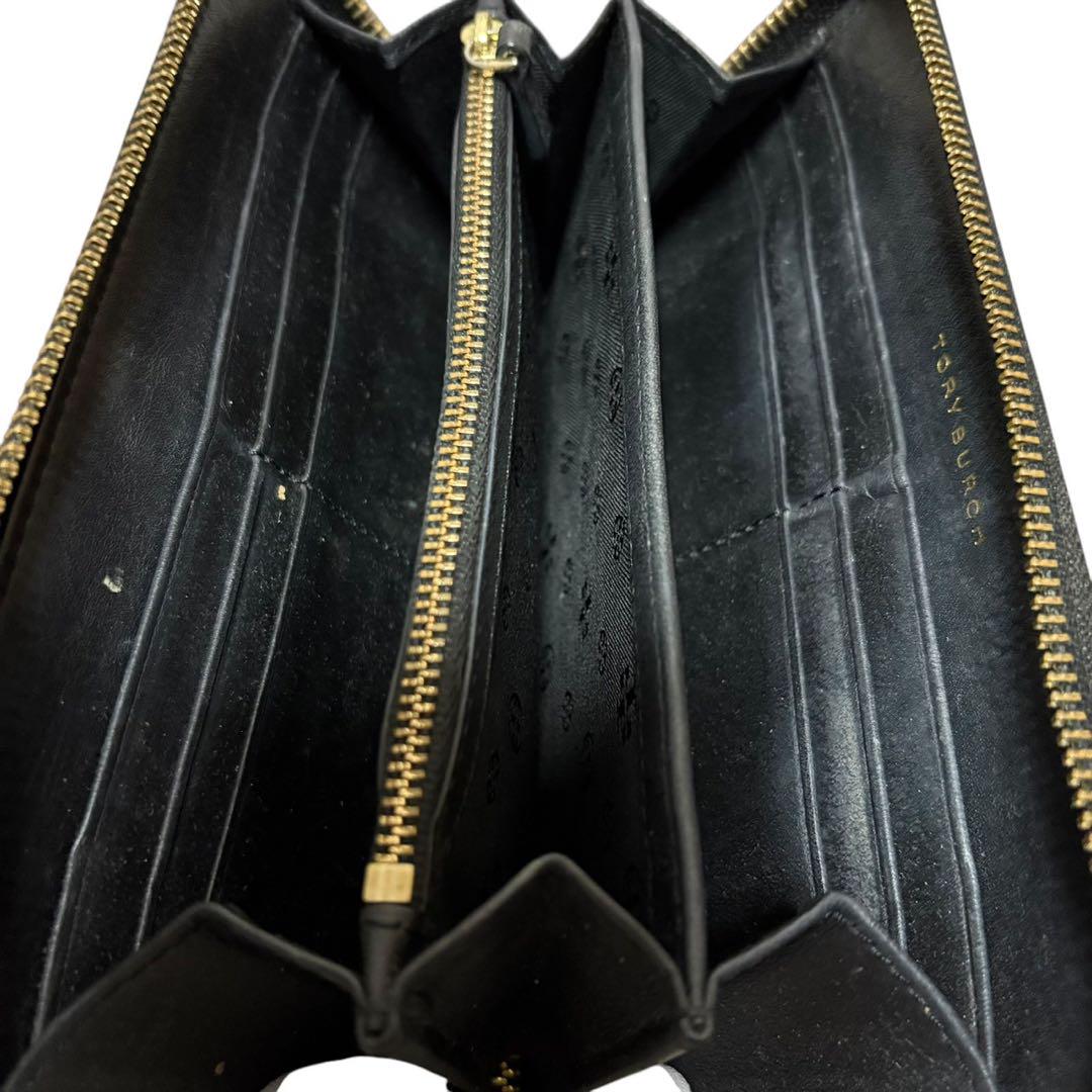 【極美品】トリーバーチ　長財布　ラウンドジップ　レザー　ブラック　ブランドロゴ ☆極美品☆トリーバーチ☆長財布☆ラウンドジップ - メルカリ