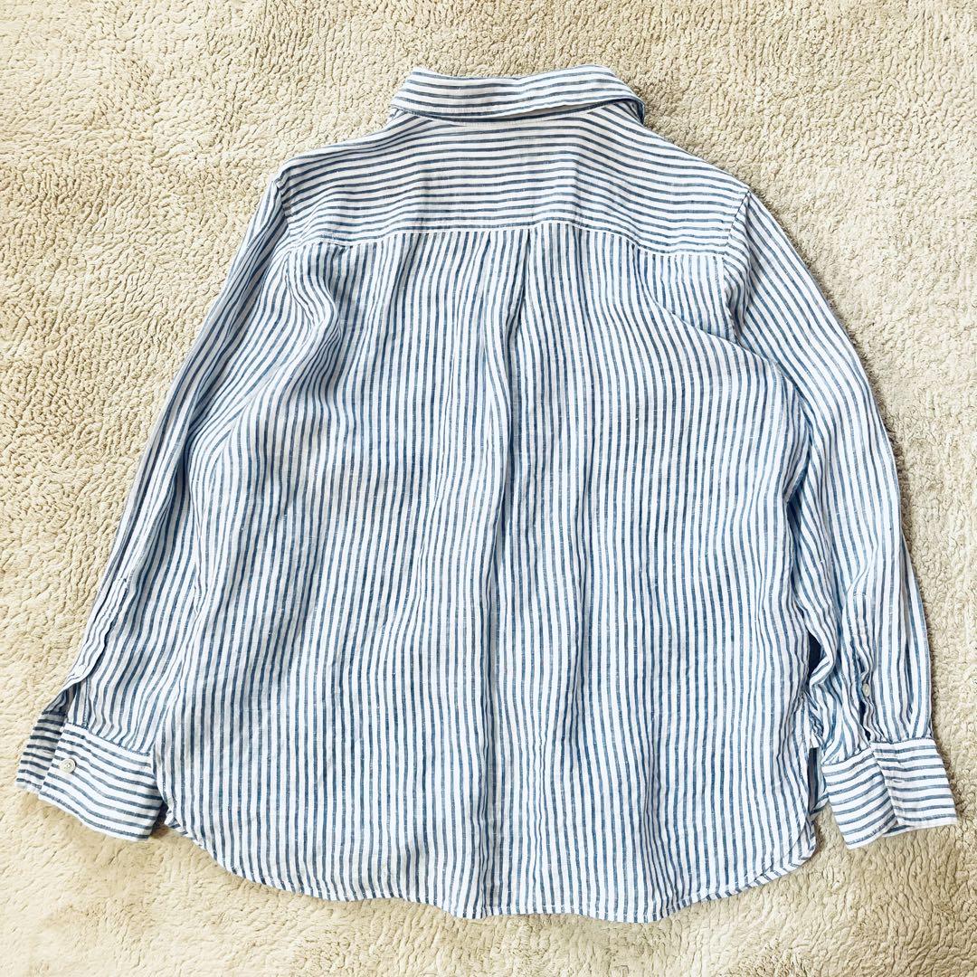 トトチ様✨23区 リネンシャツ 2way カシュクール ストライプ ブルー 44