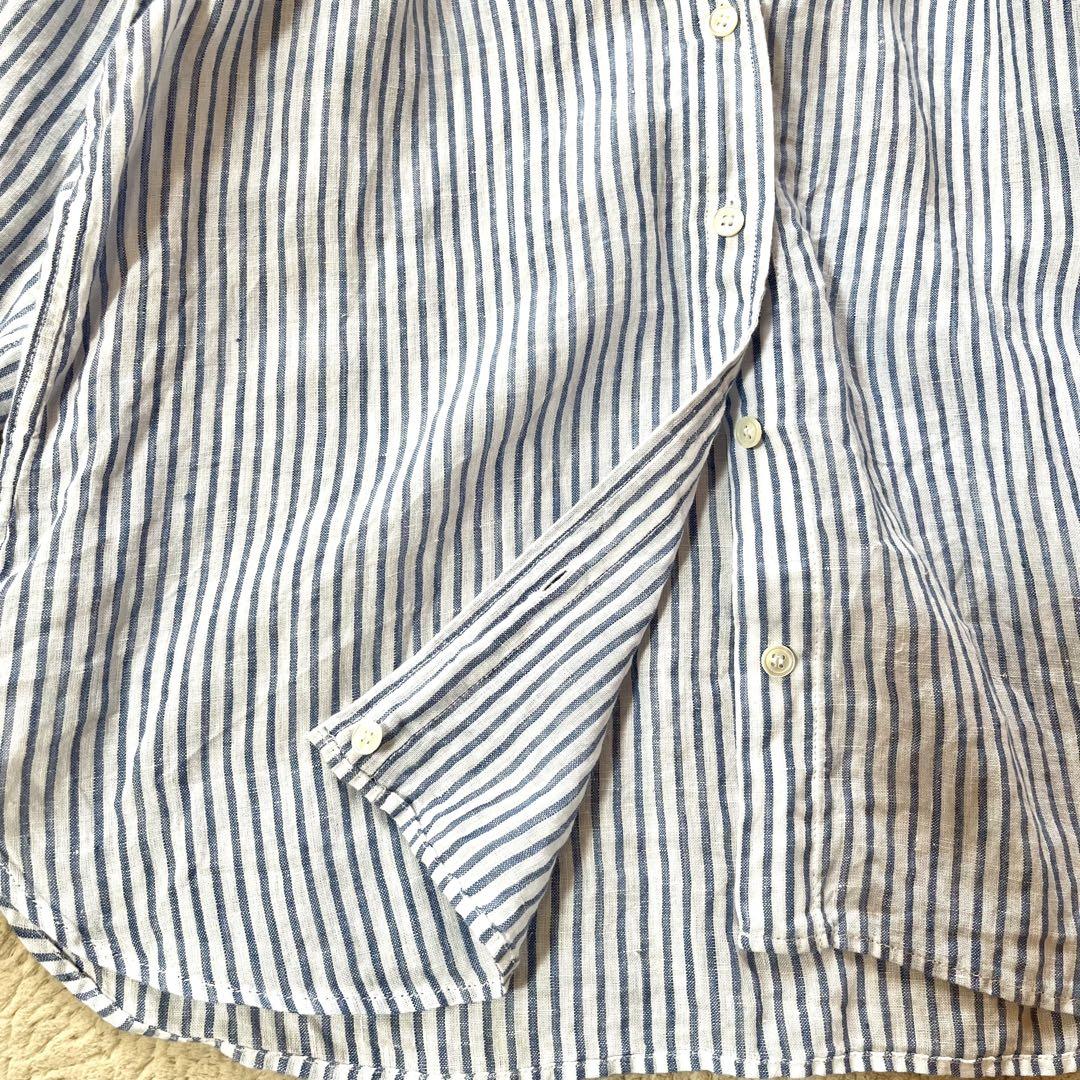 トトチ様✨23区 リネンシャツ 2way カシュクール ストライプ ブルー 44