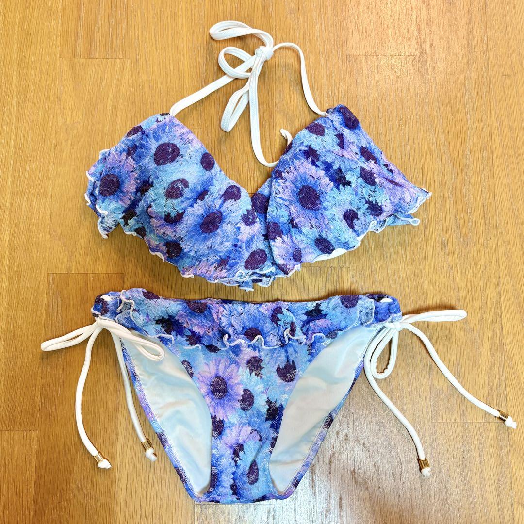 水着　セパレート　ビキニ　花柄　青　ブルー 水着 ビキニ 花柄 ブルー Sサイズ 9号￼ - メルカリ