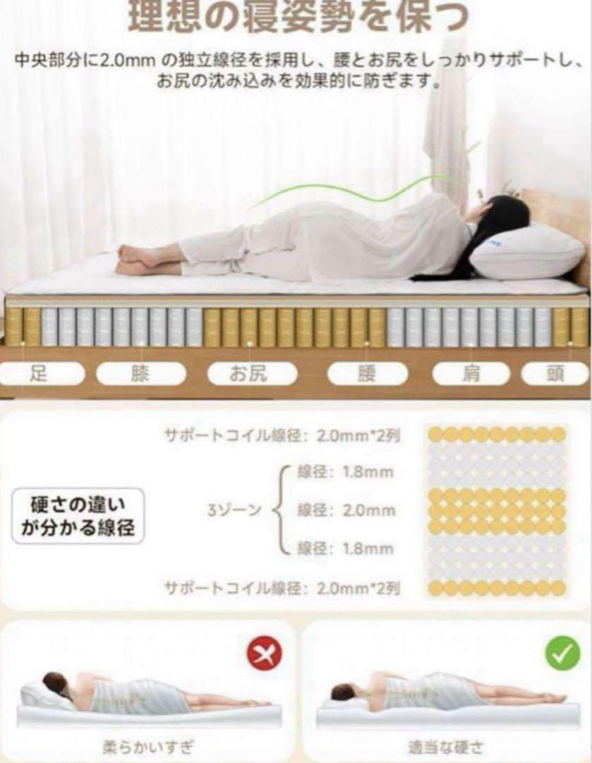 ベッド マットレス 極厚 抗菌防臭 防ダニ 高反発 通気性 耐久 シングル