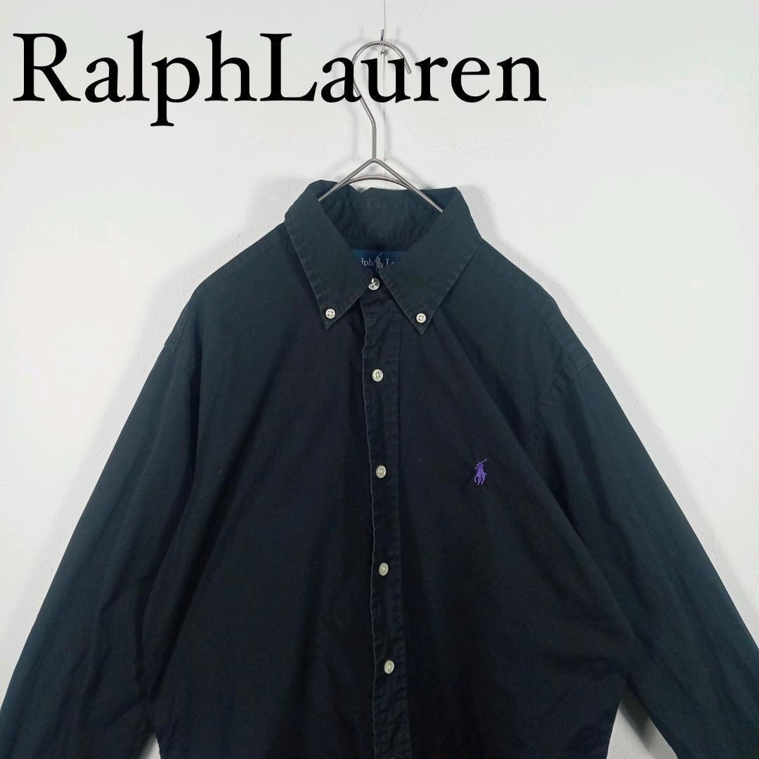 Ralph Lauren 長袖ボタンダウンシャツ　無地ブラック胸刺繍ロゴ ラルフ 6,480円