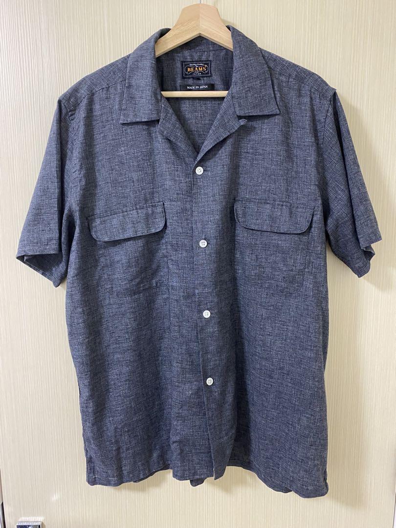 BEAMS PLUS ポリエステルリネン シャブレーシャツ XL