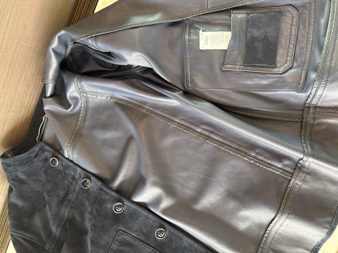 DOLCE & GABBANA ネイビースエード ブルゾン ライダースサイズ50 DOLCE & GABBANA ネイビースエード ブルゾン ライダースサイズ50