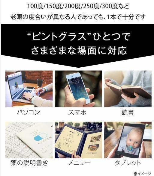 ㊕【+1.0～4.0全領域】ピントグラス インテリジェンス 老眼鏡  漆黒★
