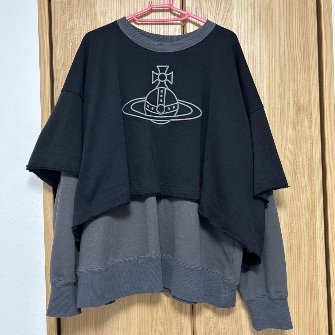 3DラインORB刺繍 レイヤード裏毛トップ 値下げ可 未使用品】ヴィヴィアンウエストウッド 3DラインORB刺繍