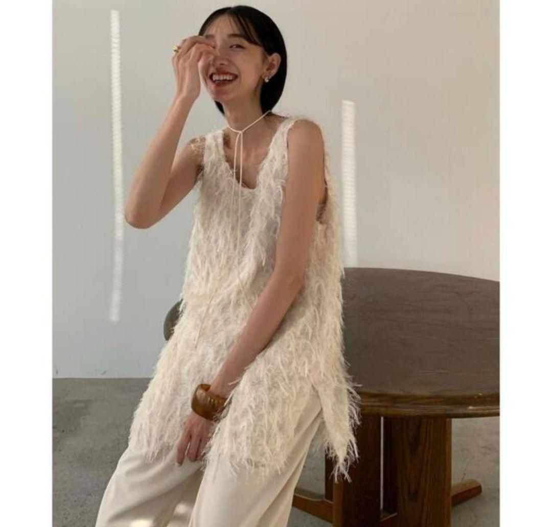 トップス CLANE W FACE CROSS FRINGE TOPS CLANE - W FACE CROSS FRINGE TOPS - BEIGE | ADDICT WEB SHOP
