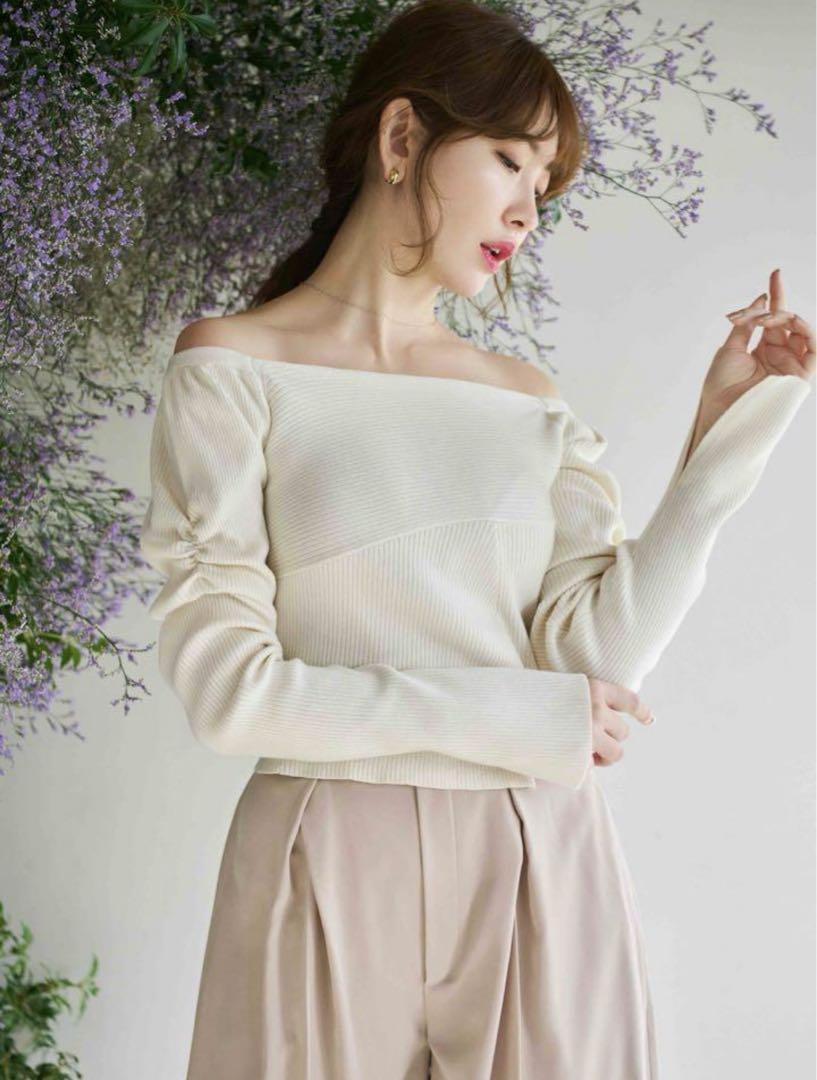 Her lip to 2way Rib Slit Top S off white