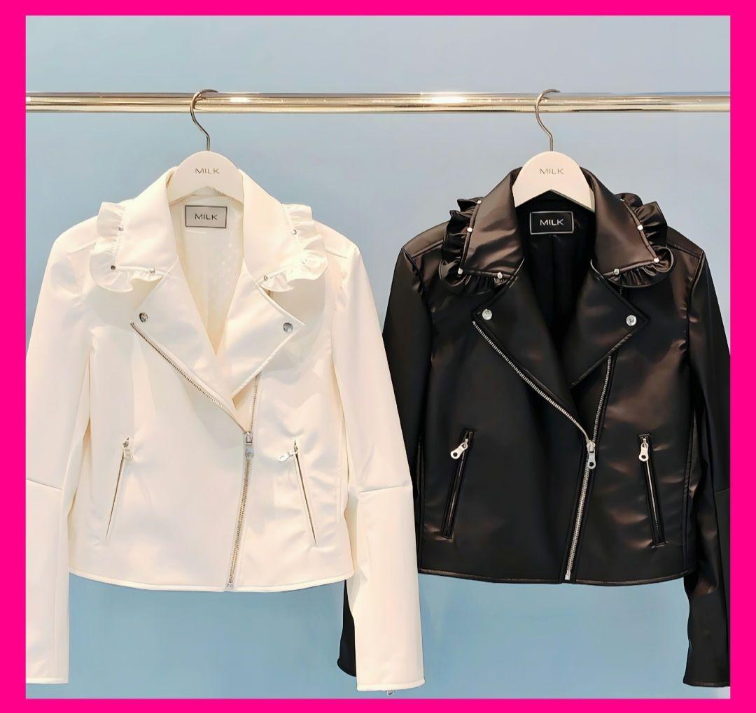 22awミルク フリル ライダース ジャケットmilkアンクルージュ ロリィタ 22awミルク フリル ライダース ジャケットmilkアンクルージュ