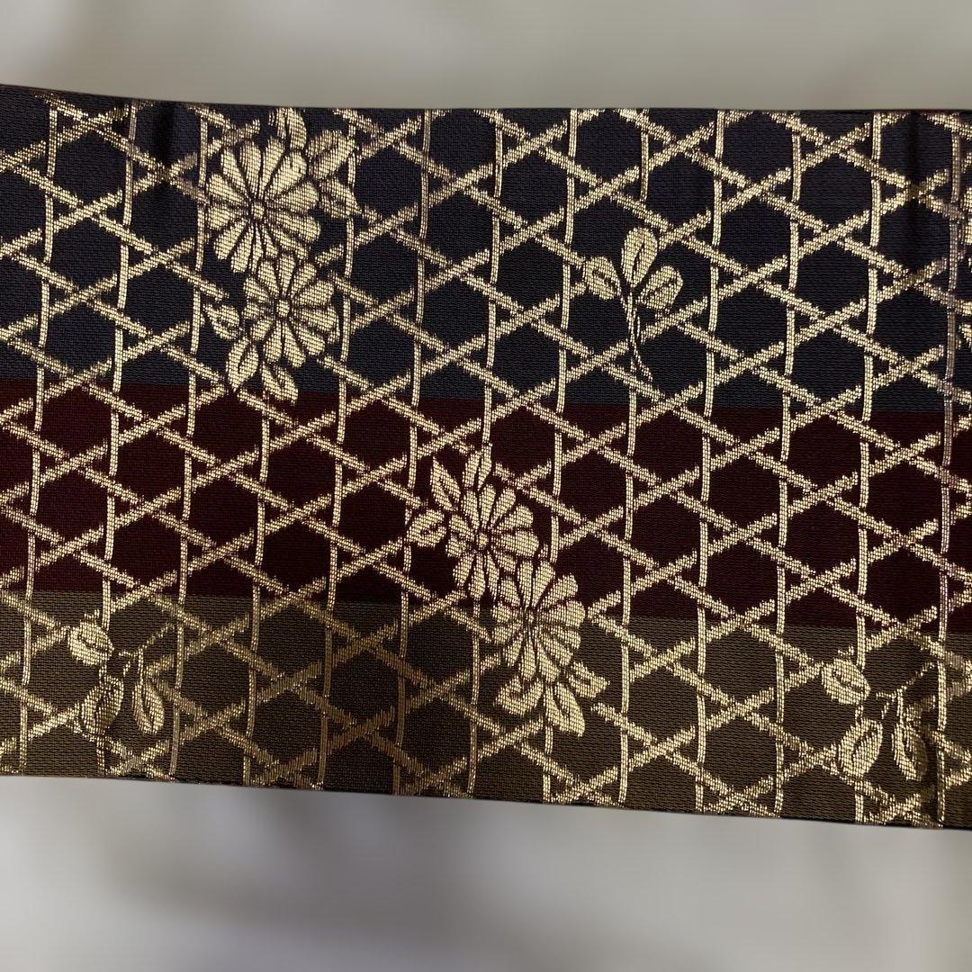 半幅帯　花柄　通年模様リバーシブル