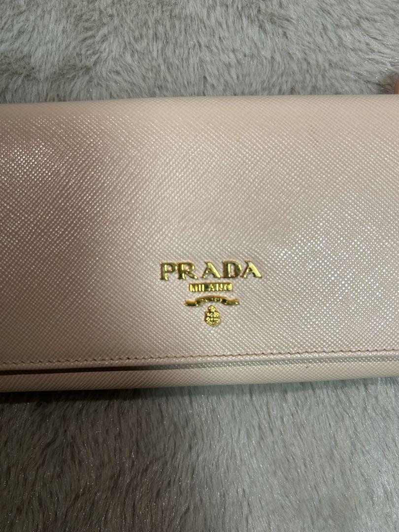 PRADA サフィアーノレザー 二つ折り財布 ベージュ