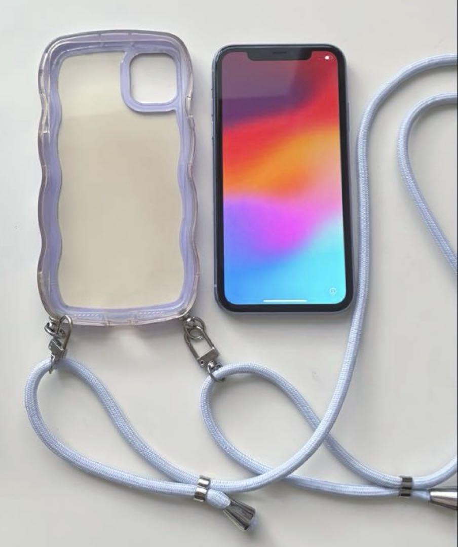 【iPhone11】ケース付き パープル 128GB 背面割れあり