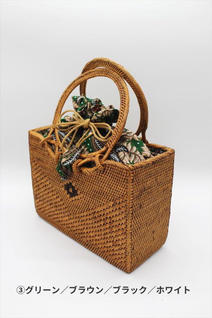 【新品・未使用】バリ島　アタバッグ　かごバッグ　中袋付き　浴衣
