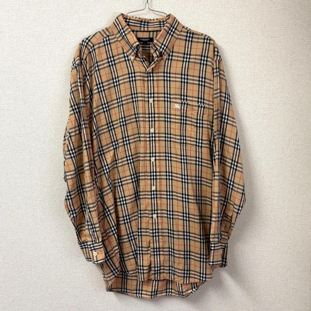 BURBERRY 長袖 シャツ ノバチェック ホース ロゴ 刺繍 総柄 LL・BURBERRY
