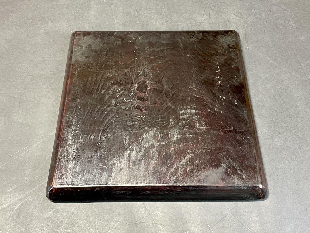 【美品 未使用】「母」 讃岐彫 讃岐膳 四方膳 36cm 5枚 （604B⑤） 天然木製漆塗 讃岐彫 刳り貫き盆 吸物膳 5客セット - 生活骨董
