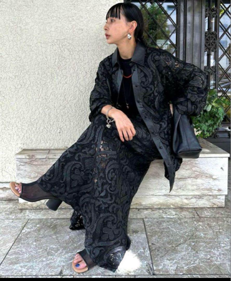 AMERI FAKE LEATHER EMBROIDERY SHIRT ブラック - メルカリ