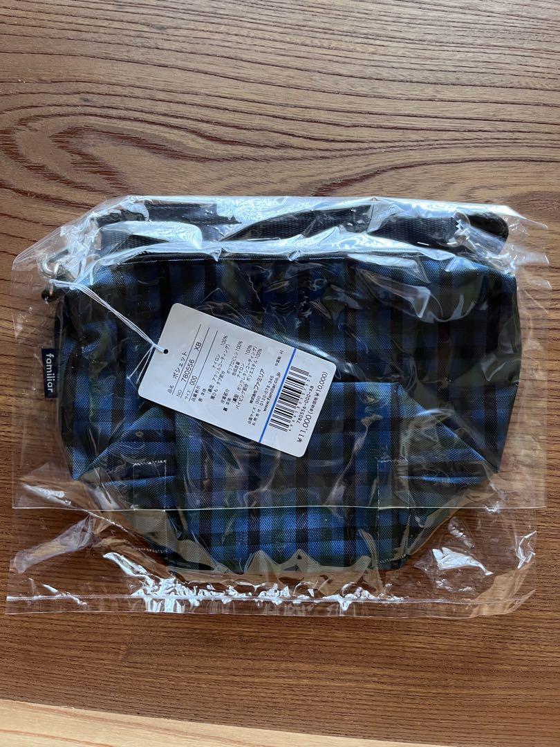 familiar 舟形ポシェット 新品・未開封】familiar 舟形ポシェット 青チェック XB