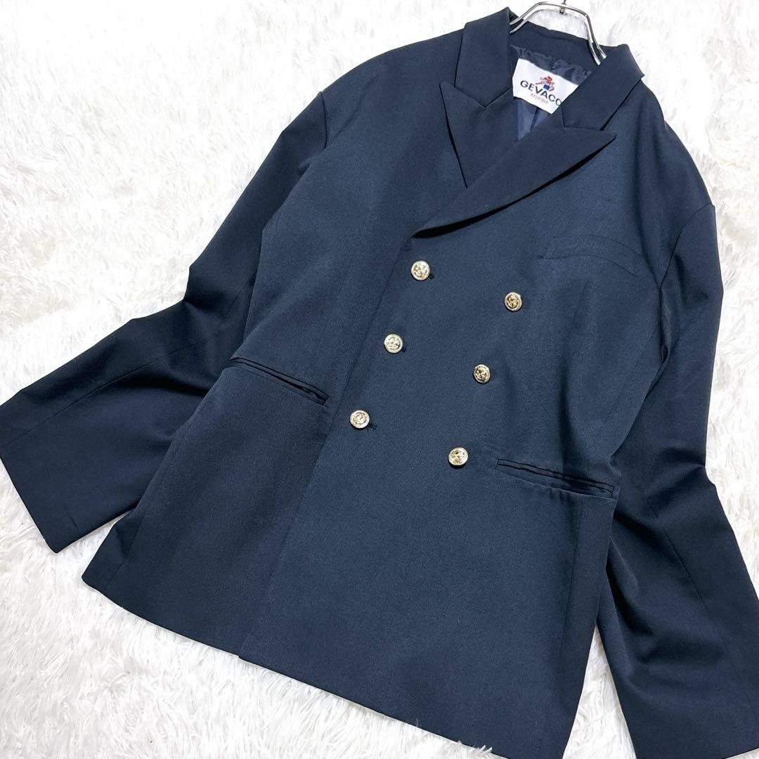 極美品　ゲバコ　紺ブレ　ダブルプレスト　ブレザー 40 L 大きいサイズ金ボタン