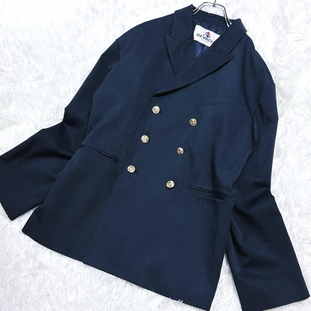 極美品　ゲバコ　紺ブレ　ダブルプレスト　ブレザー 40 L 大きいサイズ金ボタン