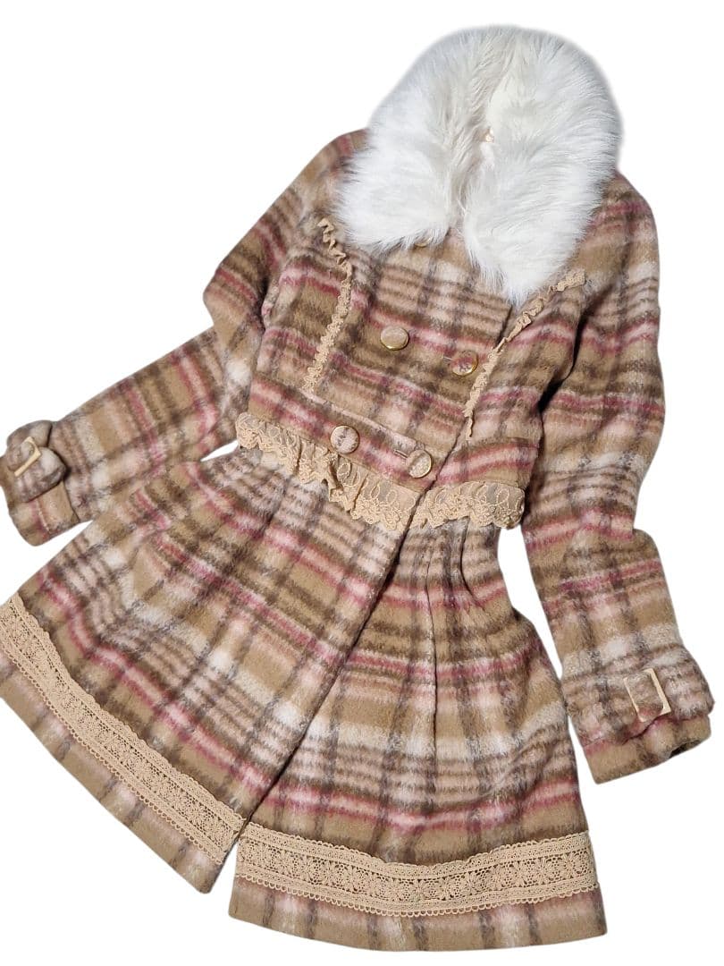 y2k LIZ LISAリズリサ チェックファーコート グランジ 姫ギャルFREE SIZE・LIZ LISA