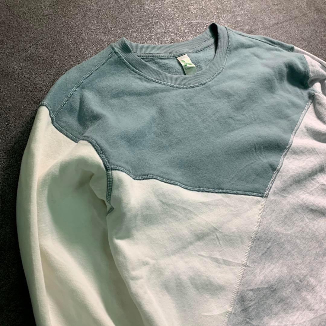 6AS5カラー切替スウェット プルオーバー クレイジーパターン M 古着