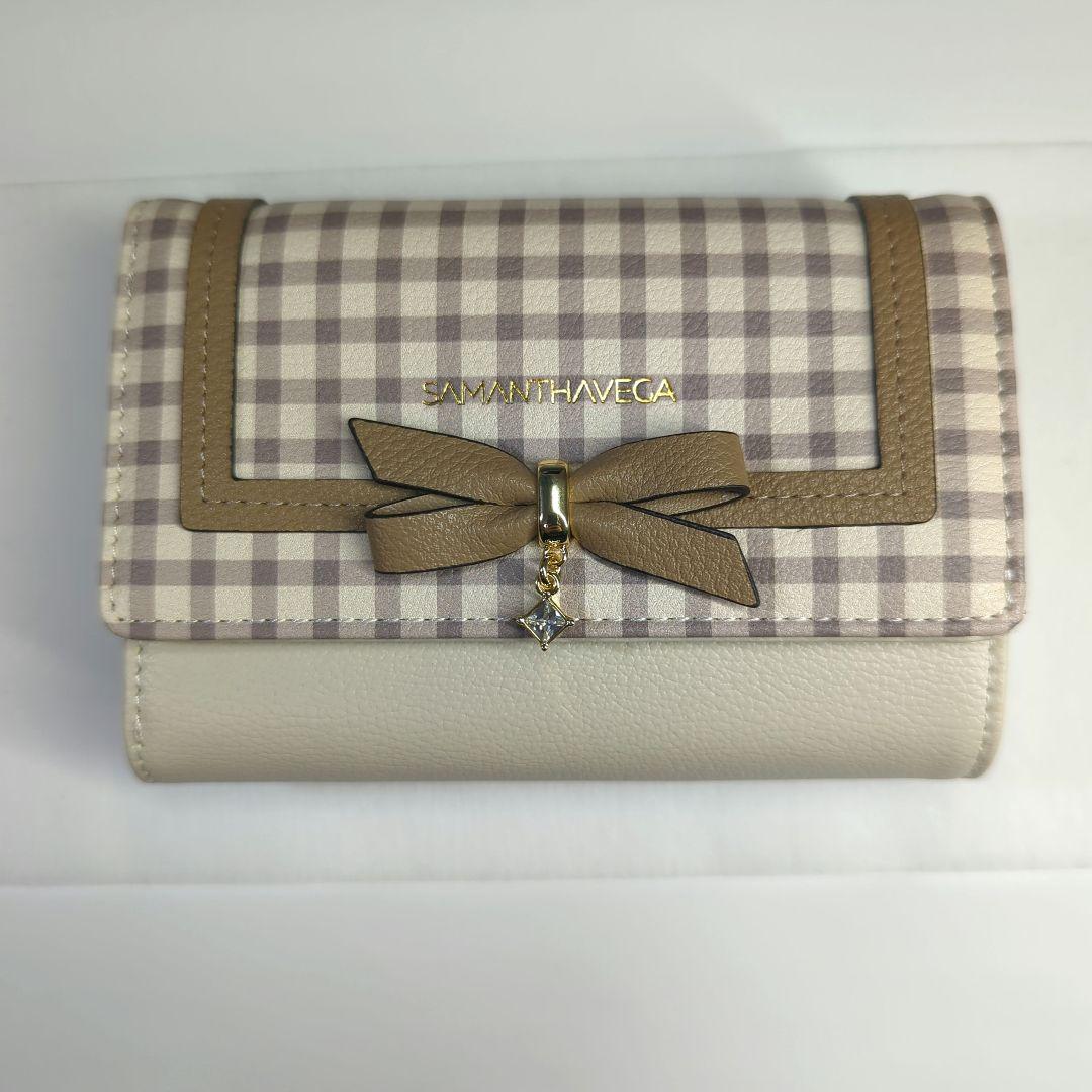 Samantha Vega チェックショコラリボン折財布　折りたたみ財布