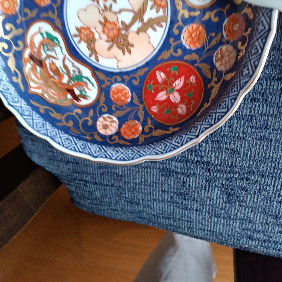 波佐見焼　林九郎窯　イシマル陶芸　錦金彩牡丹唐草花鳥図皿