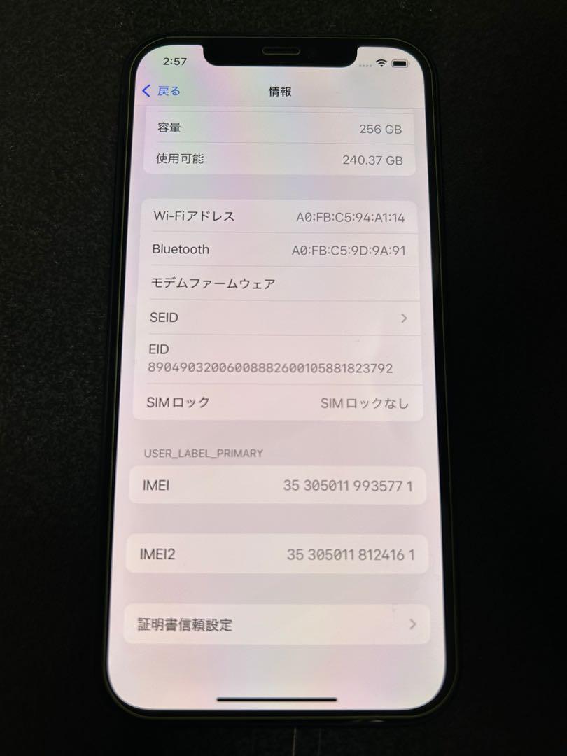 【本体】Apple iPhone12 black 256GB