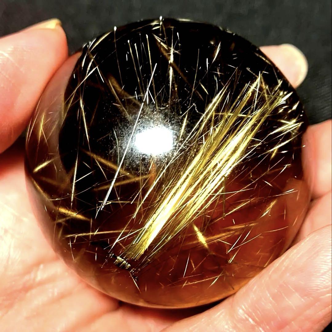 超絶綺麗✨48mm ゴールドタイチンルチルクォーツ　丸玉　スフィア　金針水晶