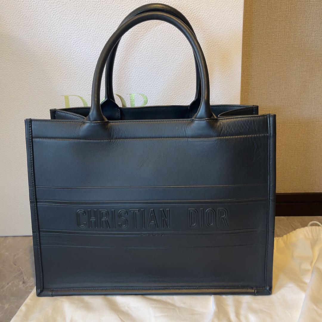 極美品！　DIOR ブックトート ミディアム レザー カーフスキン　ブラック　箱