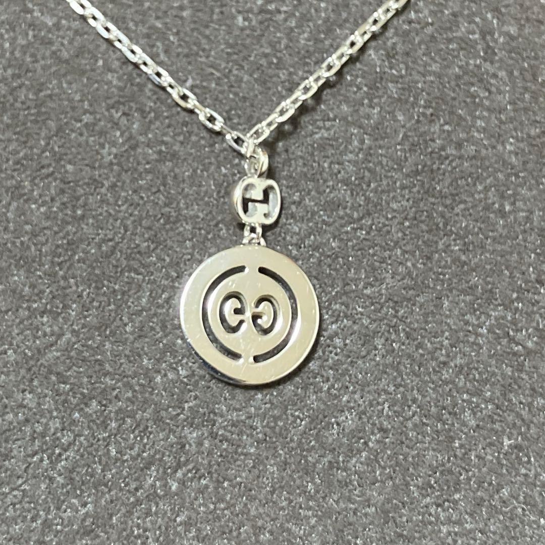 GUCCI ネックレス K18WG アイコントワール ダイヤモンド GG 正規品