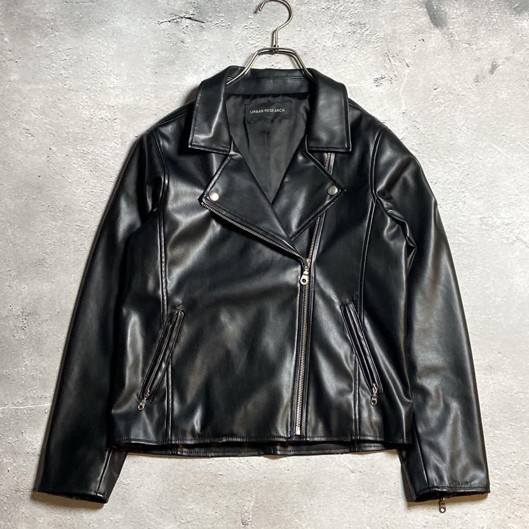 URBAN RESEARCH ダブルライダース 40 URBAN RESEARCH フェイクレザー ダブルライダースジャケット 黒