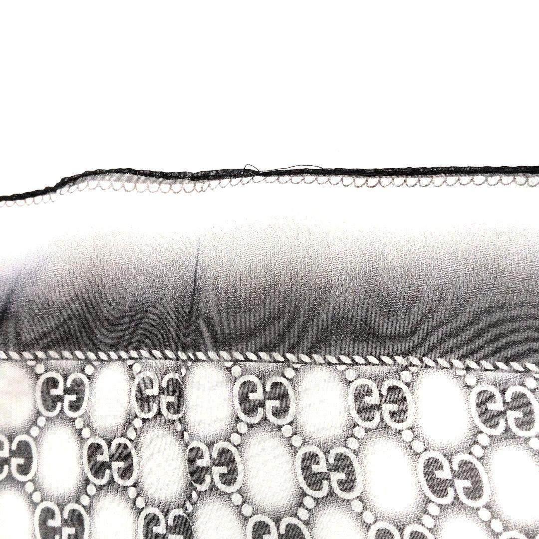 GUCCI グッチ GG柄 ロングスカーフ 白黒チェーンストール イタリア製 黒