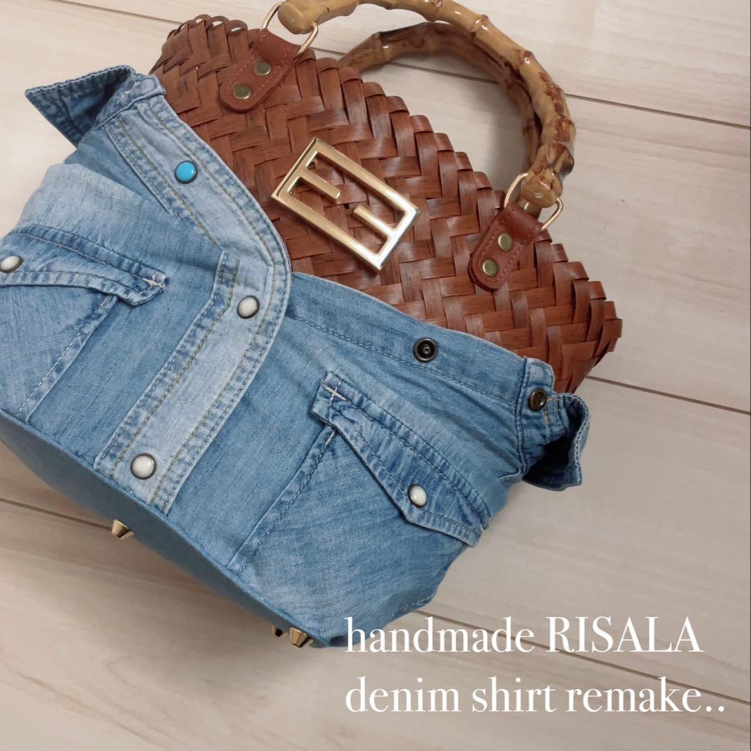 デニム シャツ リメイク トート5 デニムリメイク トートバッグ | cocoawaffle