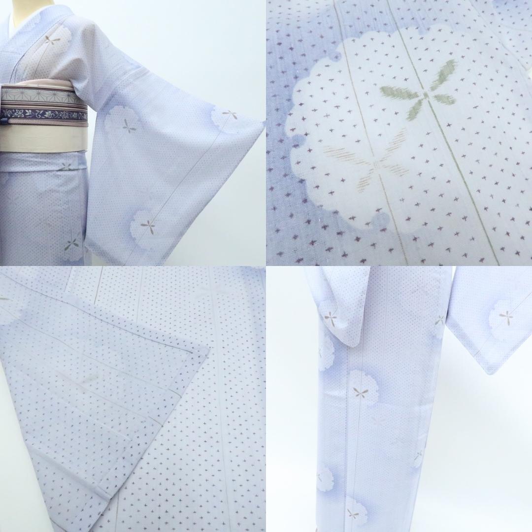 新品 洗える夏着物 藤と雪輪 薄物 小紋 着物 A2979 Y3226◇美品 洗える夏着物 薄物 雪輪 小紋 - メルカリ